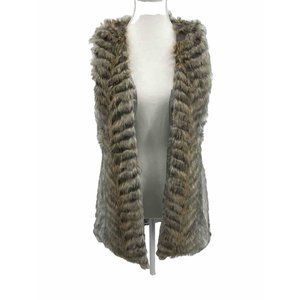 DayTrip Faux Fur Vest Size Medium M‎  Fully Lined Multi Color Brown Tan Cream